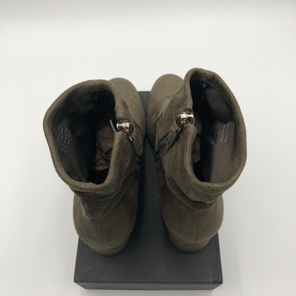 Aldo Ankle Booties‎ Women's Size 8 Green Suede Almond Toe Block Heel Side Zip - Picture 14 of 16